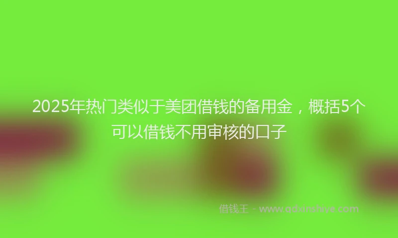 2025年热门类似于美团借钱的备用金，概括5个可以借钱不用审核的口子