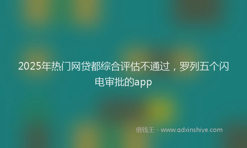 2025年热门网贷都综合评估不通过，罗列五个闪电审批的app