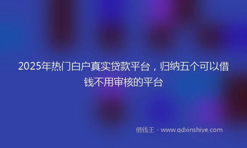 2025年热门白户真实贷款平台，归纳五个可以借钱不用审核的平台