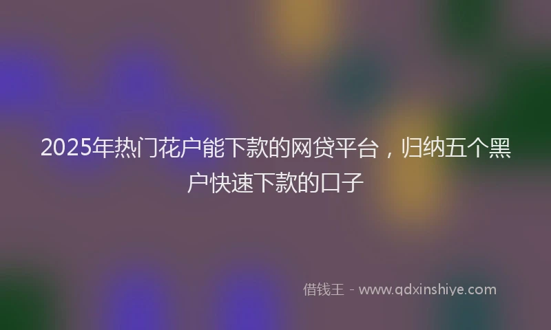 2025年热门花户能下款的网贷平台，归纳五个黑户快速下款的口子