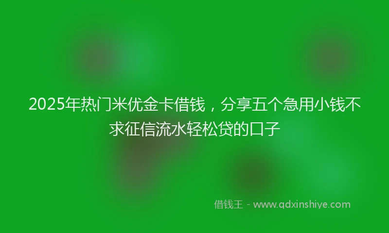 2025年热门米优金卡借钱，分享五个急用小钱不求征信流水轻松贷的口子