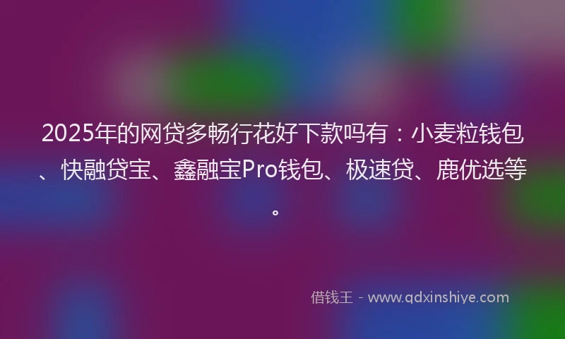 2025年的网贷多畅行花好下款吗有：小麦粒钱包、快融贷宝、鑫融宝Pro钱包、极速贷、鹿优选等。