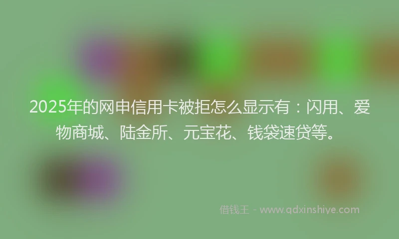2025年的网申信用卡被拒怎么显示有：闪用、爱物商城、陆金所、元宝花、钱袋速贷等。