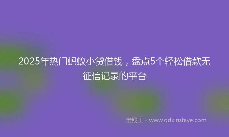 2025年热门蚂蚁小贷借钱，盘点5个轻松借款无征信记录的平台