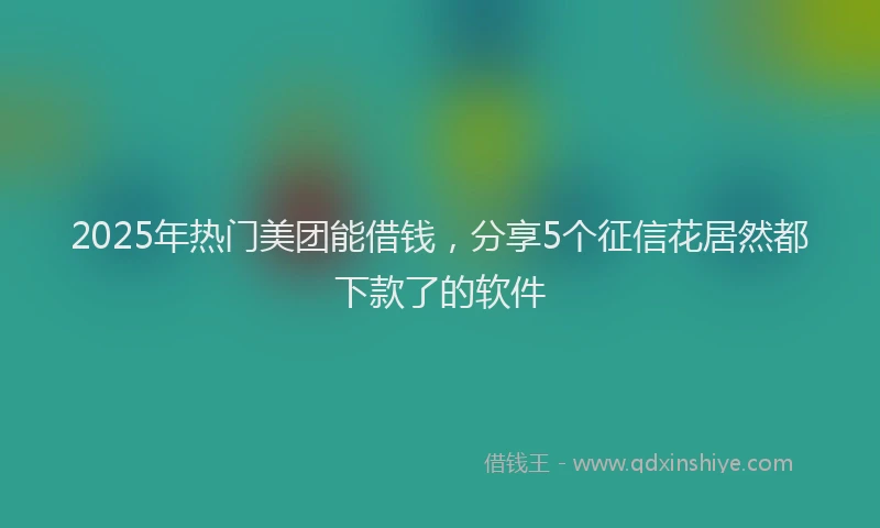 2025年热门美团能借钱，分享5个征信花居然都下款了的软件