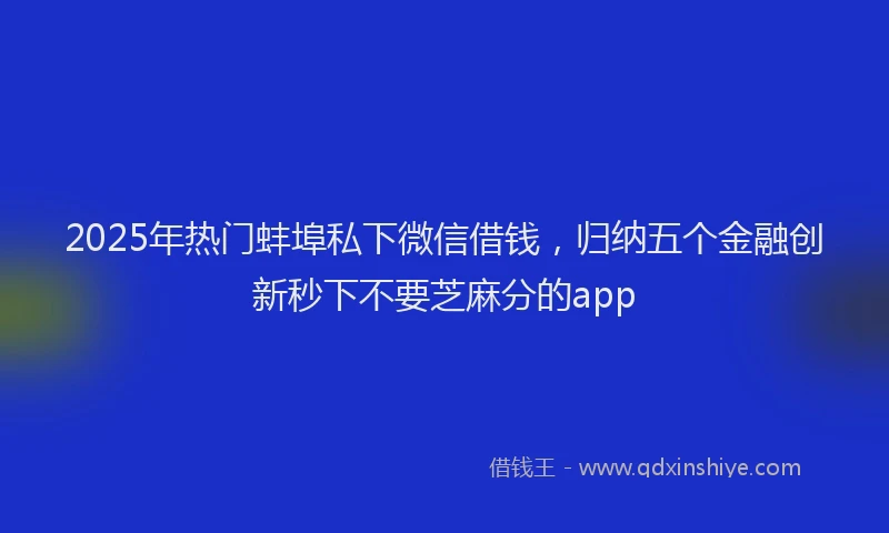 2025年热门蚌埠私下微信借钱，归纳五个金融创新秒下不要芝麻分的app