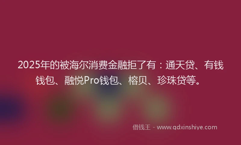 2025年的被海尔消费金融拒了有：通天贷、有钱钱包、融悦Pro钱包、榕贝、珍珠贷等。