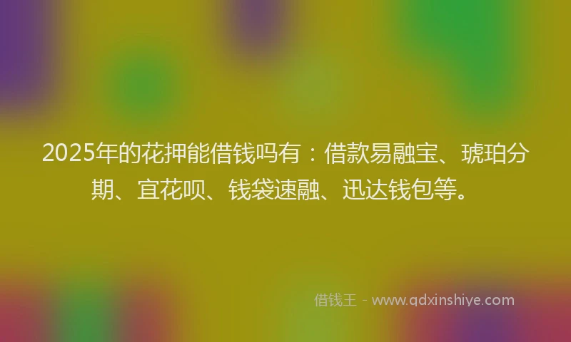 2025年的花押能借钱吗有：借款易融宝、琥珀分期、宜花呗、钱袋速融、迅达钱包等。