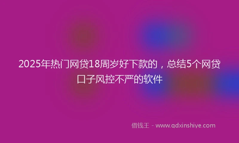 2025年热门网贷18周岁好下款的，总结5个网贷口子风控不严的软件
