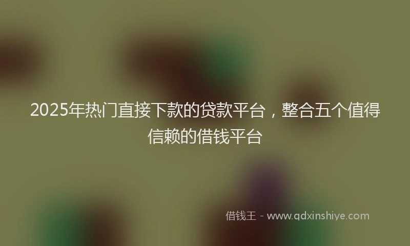 2025年热门直接下款的贷款平台，整合五个值得信赖的借钱平台