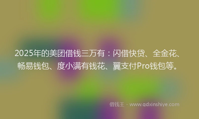 2025年的美团借钱三万有：闪借快贷、全金花、畅易钱包、度小满有钱花、翼支付Pro钱包等。
