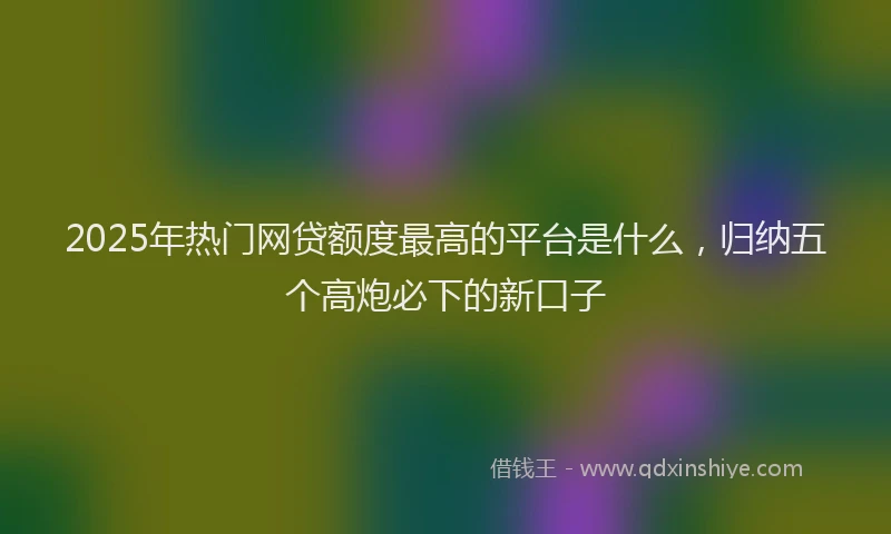 2025年热门网贷额度最高的平台是什么，归纳五个高炮必下的新口子