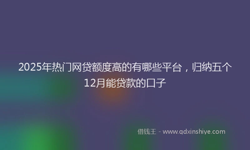 2025年热门网贷额度高的有哪些平台，归纳五个12月能贷款的口子