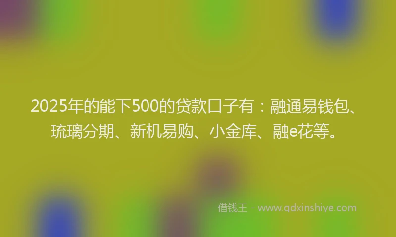 2025年的能下500的贷款口子有：融通易钱包、琉璃分期、新机易购、小金库、融e花等。