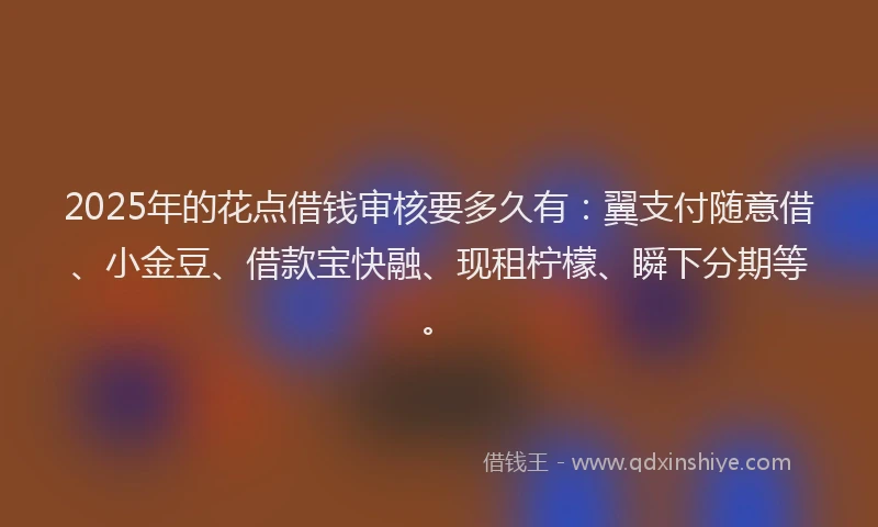 2025年的花点借钱审核要多久有：翼支付随意借、小金豆、借款宝快融、现租柠檬、瞬下分期等。