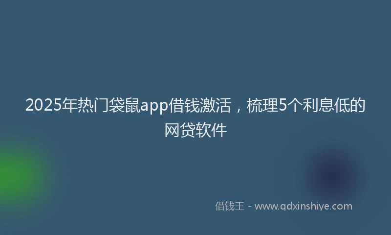 2025年热门袋鼠app借钱激活，梳理5个利息低的网贷软件