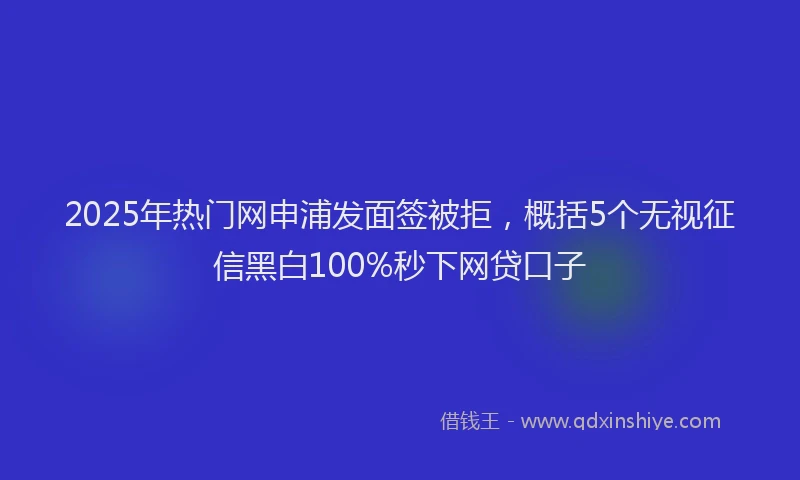 2025年热门网申浦发面签被拒，概括5个无视征信黑白100%秒下网贷口子