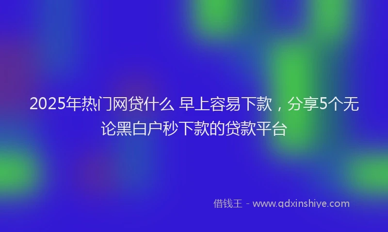 2025年热门网贷什么 早上容易下款，分享5个无论黑白户秒下款的贷款平台