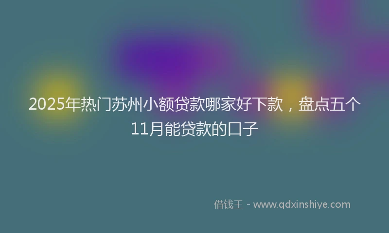 2025年热门苏州小额贷款哪家好下款，盘点五个11月能贷款的口子