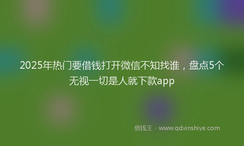 2025年热门要借钱打开微信不知找谁，盘点5个无视一切是人就下款app