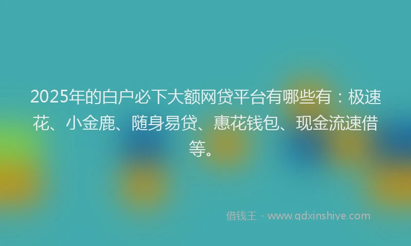 2025年的白户必下大额网贷平台有哪些有：极速花、小金鹿、随身易贷、惠花钱包、现金流速借等。