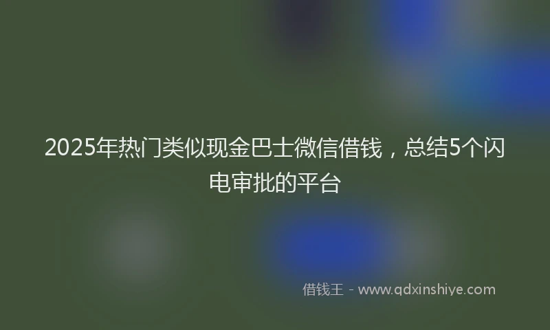 2025年热门类似现金巴士微信借钱，总结5个闪电审批的平台