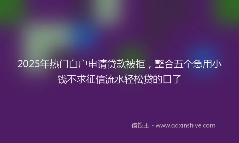 2025年热门白户申请贷款被拒，整合五个急用小钱不求征信流水轻松贷的口子