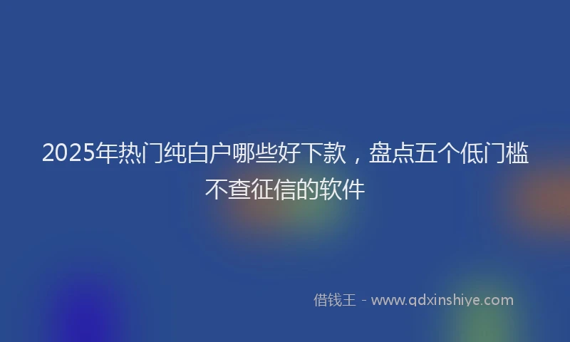 2025年热门纯白户哪些好下款，盘点五个低门槛不查征信的软件