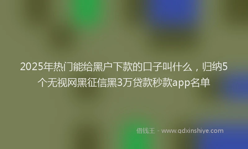2025年热门能给黑户下款的口子叫什么，归纳5个无视网黑征信黑3万贷款秒款app名单