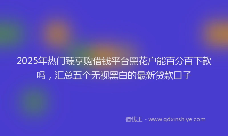2025年热门臻享购借钱平台黑花户能百分百下款吗，汇总五个无视黑白的最新贷款口子