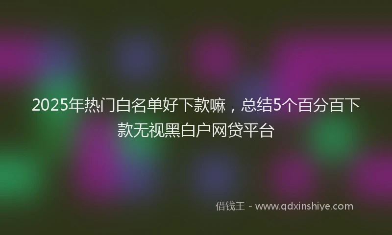 2025年热门白名单好下款嘛，总结5个百分百下款无视黑白户网贷平台
