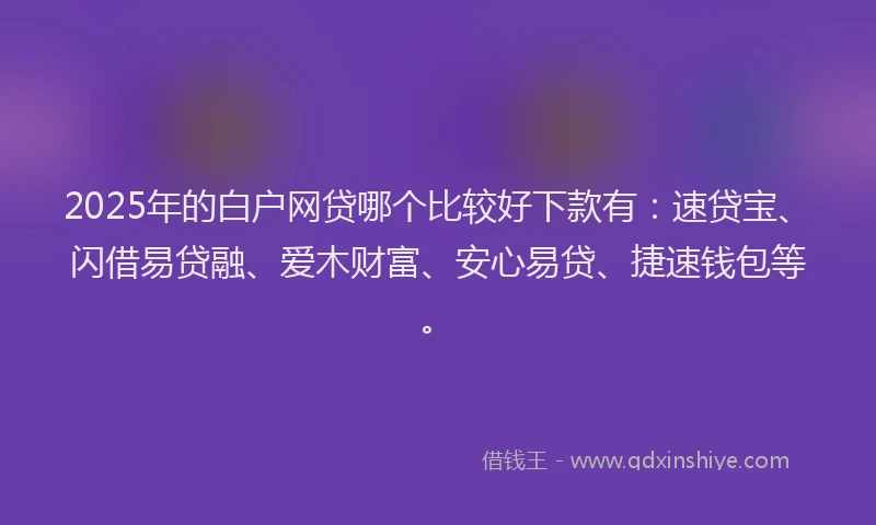 2025年的白户网贷哪个比较好下款有：速贷宝、闪借易贷融、爱木财富、安心易贷、捷速钱包等。