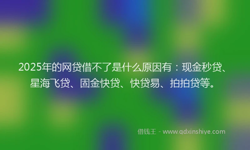 2025年的网贷借不了是什么原因有：现金秒贷、星海飞贷、固金快贷、快贷易、拍拍贷等。
