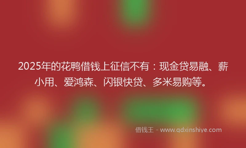 2025年的花鸭借钱上征信不有：现金贷易融、薪小用、爱鸿森、闪银快贷、多米易购等。