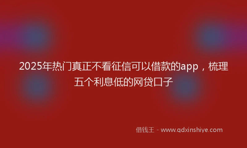 2025年热门真正不看征信可以借款的app，梳理五个利息低的网贷口子