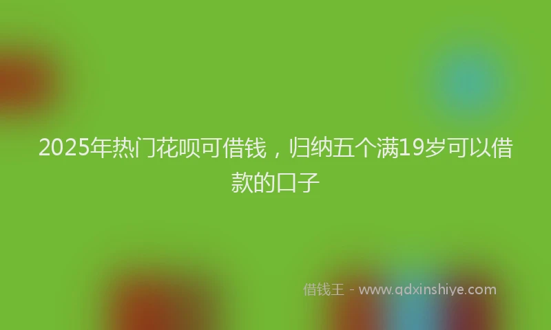 2025年热门花呗可借钱，归纳五个满19岁可以借款的口子
