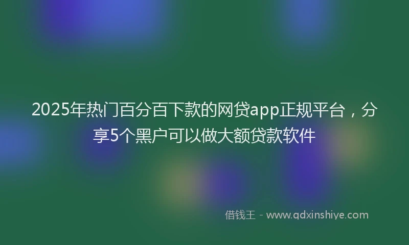 2025年热门百分百下款的网贷app正规平台，分享5个黑户可以做大额贷款软件