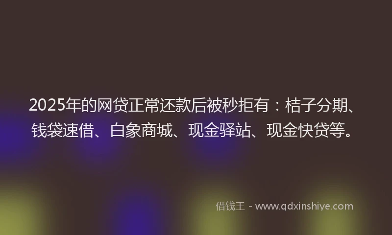 2025年的网贷正常还款后被秒拒有：桔子分期、钱袋速借、白象商城、现金驿站、现金快贷等。