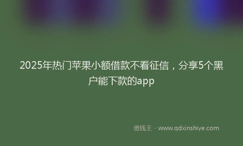 2025年热门苹果小额借款不看征信，分享5个黑户能下款的app