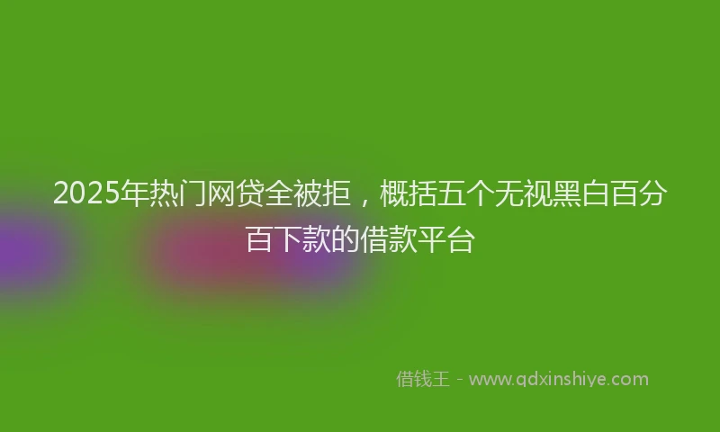 2025年热门网贷全被拒，概括五个无视黑白百分百下款的借款平台