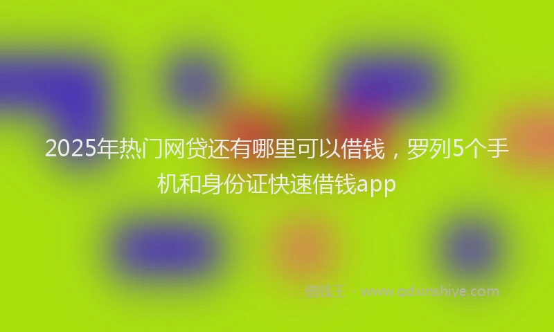 2025年热门网贷还有哪里可以借钱，罗列5个手机和身份证快速借钱app