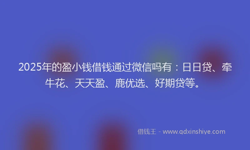 2025年的盈小钱借钱通过微信吗有：日日贷、牵牛花、天天盈、鹿优选、好期贷等。