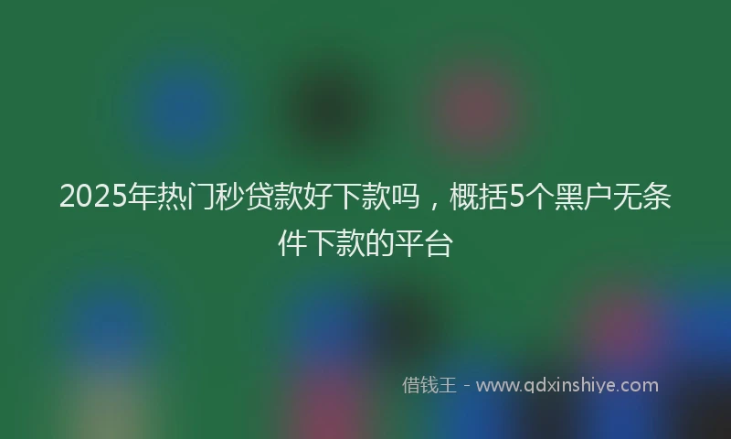 2025年热门秒贷款好下款吗，概括5个黑户无条件下款的平台
