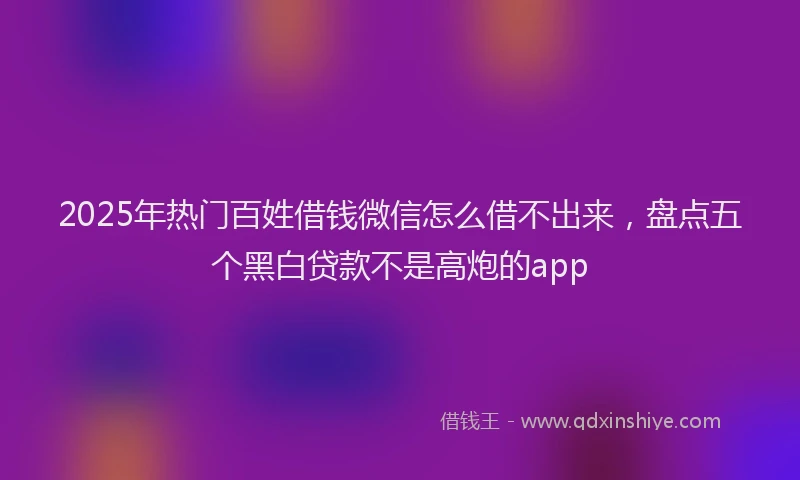 2025年热门百姓借钱微信怎么借不出来，盘点五个黑白贷款不是高炮的app