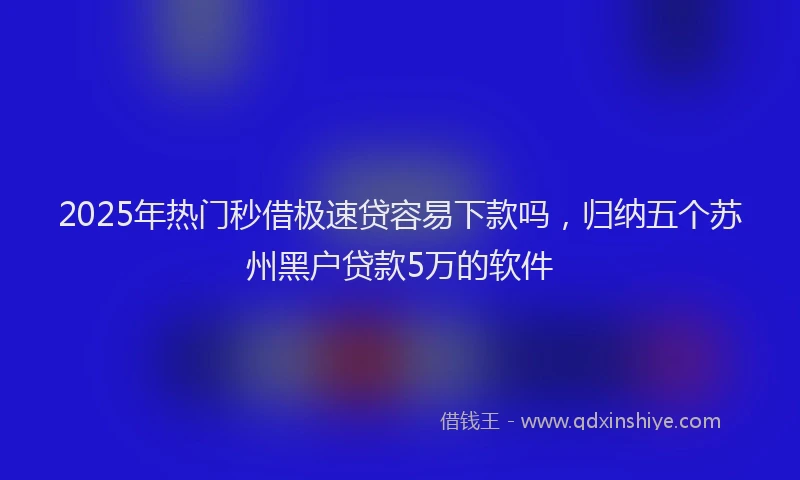 2025年热门秒借极速贷容易下款吗，归纳五个苏州黑户贷款5万的软件