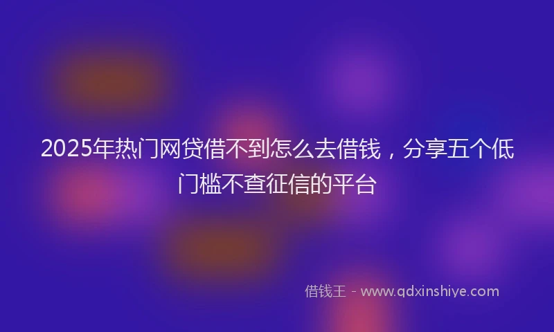 2025年热门网贷借不到怎么去借钱，分享五个低门槛不查征信的平台
