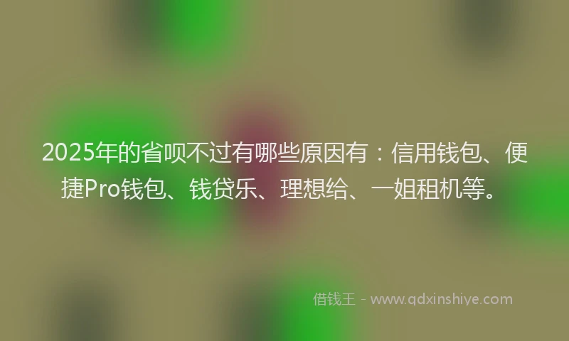 2025年的省呗不过有哪些原因有：信用钱包、便捷Pro钱包、钱贷乐、理想给、一姐租机等。