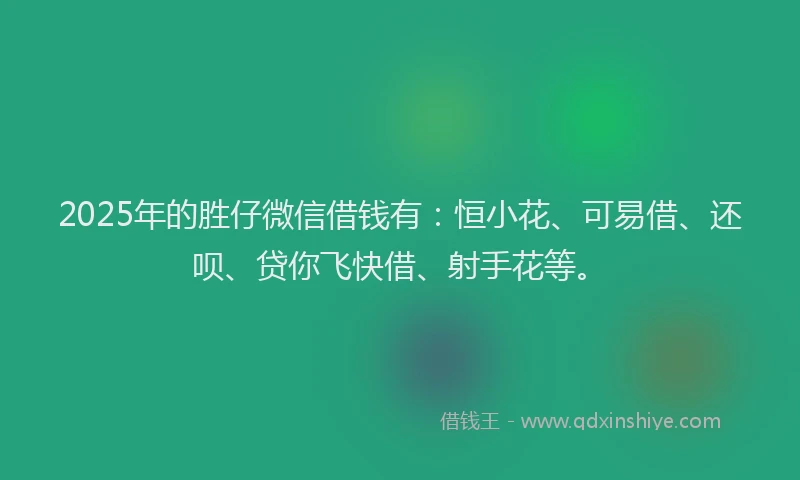 2025年的胜仔微信借钱有：恒小花、可易借、还呗、贷你飞快借、射手花等。