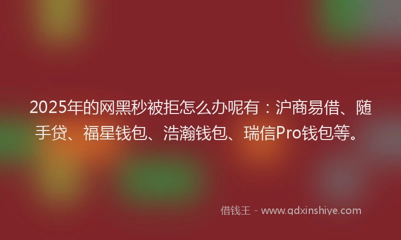 2025年的网黑秒被拒怎么办呢有：沪商易借、随手贷、福星钱包、浩瀚钱包、瑞信Pro钱包等。