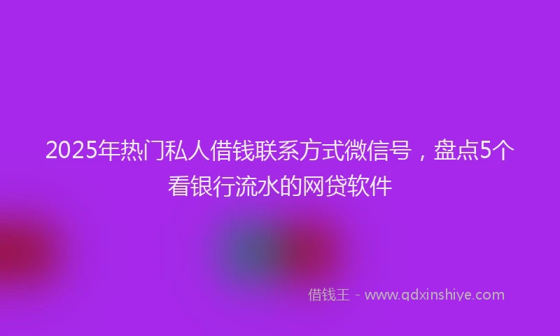 2025年热门私人借钱联系方式微信号，盘点5个看银行流水的网贷软件